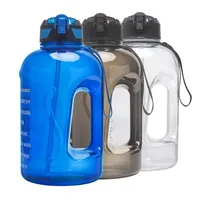 Bouteille d'eau sport de 74 oz (2200 ml) en PETG givré avec couvercle à paille, grande bouteille d'eau motivante avec marqueur de temps