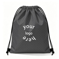 Sac à cordon réutilisable imperméable en polyester 420D avec logo personnalisé, sac à dos de sport pour la gym avec poche avant zippée en maille