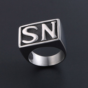 Men's <b>Titanium</b> Steel <b>Ring</b> SN Letter Design Fashionable Bold Simple Business <b>Ring</b> SA724 Gift Jewelry - Product Image 1