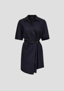 Women's <b>Black</b> Short Sleeve Shirt <b>Dress</b> <b>With</b> Belt Minimalist Style <b>Button</b> Closure Summer Wear Solid Color Woven Fabric - Product Image 5