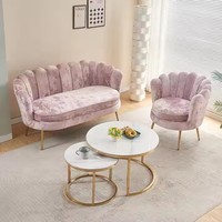 Canapé deux places multifonctionnel en velours rose coquille, style moderne unique, en forme de fleur, pour appartement, centre commercial, salle de sport, salon