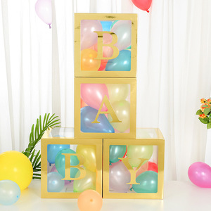 Caja de Globos Transparente de Cartón con Letras para Decoración de Fondo de Fiesta de Revelación de Género y Baby Shower de 30 cm - Product Image 3