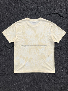 Camiseta de Algodón de Alta Calidad para Hombre, Estilo Vintage, Lavado, Blanca, Grunge, Corte Holgado, Desgastada, con Agujeros, Retro - Product Image 2