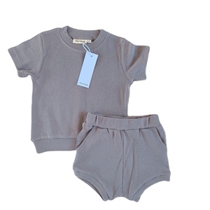 Conjunto de Ropa de Verano para Bebé, 2 Piezas, Camiseta de Manga Corta + Pantalones Cortos de Algodón Acanalado, Ropa para Niños - Product Image 1