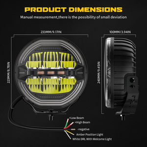 Luz de posición DRL amarilla blanca, persecución rítmica, camión de 9 pulgadas, 4X4, foco de conducción para coche, faro auxiliar para vehículo