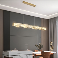 Moderne Luxuriöse Linear Strukturierte Kristall Edelstahl Kleine Pendelleuchte LED-Kronleuchter für Esszimmer Kücheninsel