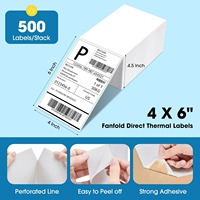 Label Pengiriman Thermal Glossy Tahan Air 4x6 500 Lembar, Perekat Kuat, Label Alamat Kosong untuk Pengemasan UPS/DHL (Laris Terjual)
