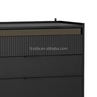 Meuble de Rangement Moderne Noir Brillant à 5 Tiroirs, Grande Capacité, Idéal pour Salon, Chambre d'Hôtel, École - Offre Spéciale