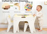 Table d'activités 4-en-1 moderne et minimaliste en bois pour tout-petits et enfants avec 2 chaises, pour les 2-12 ans, avec rangement