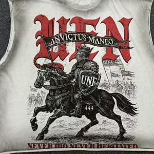 Camiseta sin mangas para hombre, de algodón orgánico de alta calidad, estilo oversize, corta, con efecto desgastado y lavado ácido, con gráfico, estilo streetwear. - Product Image 3