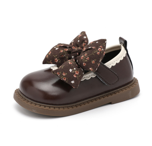 Chaussures en cuir pour bébé, style mocassins, avec nœud et fleurs de printemps, pour la maternelle - Product Image 1