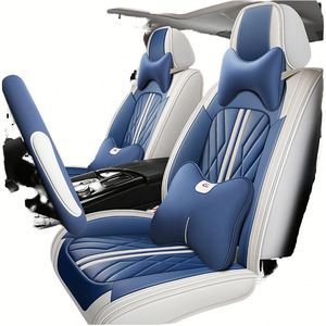 Ensemble complet de housses de siège de voiture en cuir PVC universelles toutes saisons de luxe Accent, 10 pièces avec housse de coussin, garantie 1 an - Product Image 1