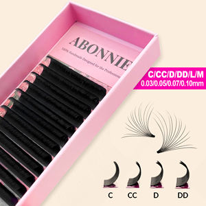 Abonnie 003 007 J Cc Dd L M Easy Fan Extensión de pestañas Venta al por mayor Cachemira Easy Fan Lash Extension Bandejas Matte Black Easy Fanning - Product Image 1