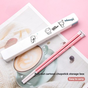휴대용 만화 젓가락 수저 세트 학생 어린이용 가정 여행용 보관함 어린이 식기류 보관함 - Product Image 2
