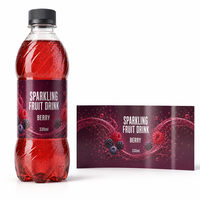 Étiquette thermorétractable personnalisée pour boisson aux fruits rouges pétillants, rouleau thermorétractable PETG 330 ml pour étiquettes de bouteilles de boissons