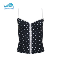 Ensemble deux pièces Y2K pour femme, haut et jupe, en coton personnalisé, anti-boulochage, anti-rétrécissement, respirant, écologique, coupe ajustée, col rond, à pois