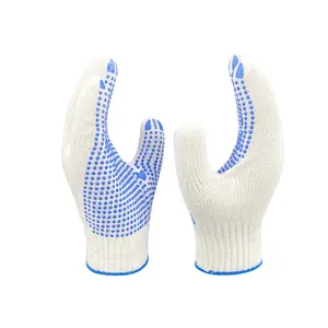 Factory Direct Price Carnaza Leather Carbon Fiber Pu Coated Fluorescent Polyester Yellow Pvc Gloves Dotted Glove