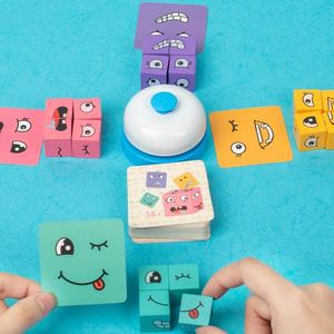 Jeu de cube magique en bois à faces changeantes, jouets éducatifs Montessori de qualité supérieure pour adultes, soirée en famille - Product Image 1