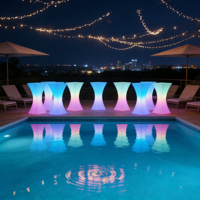 Table de cocktail LED IP65 à 16 couleurs fabriquée en usine, table de bar LED haute brillance pour événements/fêtes/jardin, idéale pour les discothèques et les salons extérieurs.