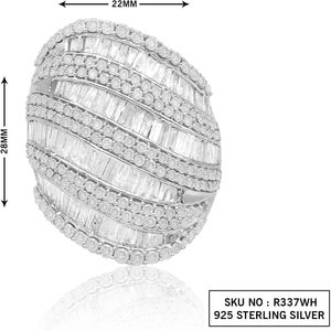 Ornaatis Cocktail <b>Ring</b> 3.30 Cttw Diamond Sterling <b>Silver</b> Channel Set Women's Party Jewelry - Product Image 6