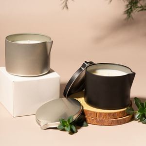 <span class=keywords><strong>Bougie</strong></span> de massage ovale personnalisée, huile relaxante pour le corps, lotion pour le spa, bocaux noirs, <span class=keywords><strong>bougie</strong></span> de massage <span class=keywords><strong>comestible</strong></span> pour le corps terrestre avec bec verseur et couvercle - Product Image 4