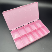 Boîte de rangement vide pour capsules d'ongles en gel acrylique rose clair avec logo personnalisé et numéros – Fournitures