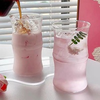 Vaso de Vidrio de Borosilicato Resistente al Calor, con Sección de Bambú, Moderno, Minimalista, sin Tallo, sin Tapa, Soplado a Mano, Transparente