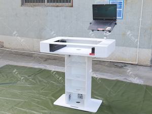 Cabina de DJ blanca con torre de control, soporte portátil duradero <span class=keywords><strong>DDJ</strong></span> SZ para dos <span class=keywords><strong>Pioneer</strong></span>, caja de madera contrachapada personalizable, soporte OEM - Product Image 4