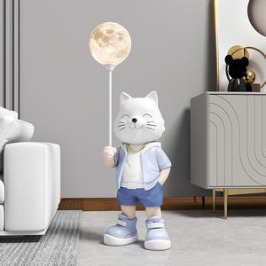 रचनात्मक बिल्ली राल प्यार फर्श आभूषण बड़े लिविंग रूम सजावट बड़े लिविंग रूम सजावट हस्तनिर्मित हाथ से पेंट की गई - Product Image 2