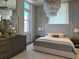 RH LIT <span class=keywords><strong>BELGE</strong></span> À COUVERTURE INCLINABLE Revêtement en tissu personnalisable Cadre de lit plate-forme moderne beige Tête de lit douce doublée - Product Image 6