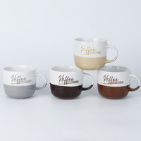 Tasse à café nordique en céramique demi-émaillée avec motif Kaffee, 4 couleurs, pour coffret cadeau