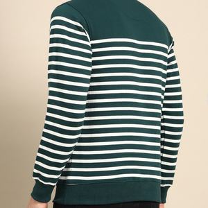 Sudadera Extra Grande a Rayas con Cuello Redondo y Logotipo Personalizado de Fábrica para Hombre - Product Image 4