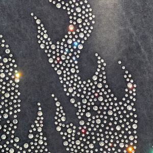 Shorts en jean vintage surdimensionnés de créateur, coton lourd, délavage acide, pantalon court streetwear, shorts baggy avec strass pour homme - Product Image 4