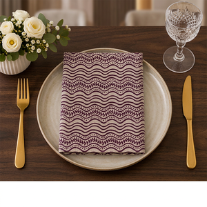 Serviette de table en lin de qualité supérieure avec motif ondulé violet – Serviette de table décorative pour la salle à manger, le restaurant et la maison - Product Image 3