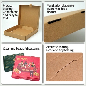 Caixa de Pizza de <span class=keywords><strong>8</strong></span>/10 Polegadas em Estoque, Caixa de Embalagem para Delivery Reforçada e Dobrável, Caixa de Papelão Isolada à Prova de Óleo - Product Image 3