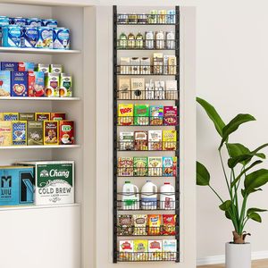 Over the Door Pantry Organizer Rack with <b>Adjustable</b> <b>Shelves</b>,Heavy-duty Metal Organization and Storage, Hanging Spice Cans Rack - Product Image 2