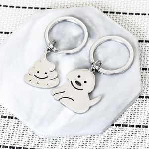 Porte-clés en acier inoxydable « Le chien n'emballe pas les excréments », pendentif créatif et mignon pour couple, idéal pour les cadeaux de bien-être - Product Image 2