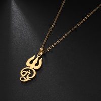 Collier avec pendentif symbole Om indien Tamil avec trident, symbole Om Shiva, yoga, talisman vintage, bijoux en acier inoxydable