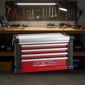 Gabinete de Herramientas Racing 519 con 4 Cajones, Rojo y Plateado, Organizador Metálico para Taller - Product Image 3