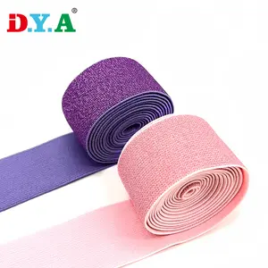 Factory Wholesale Solid Color Gold Glitter Elastic Band Lurex Elastic Band for Waistband