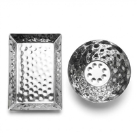 Plateau de service rectangulaire en acier inoxydable martelé décoratif pour restaurant, hôtel, buffet, plateau de présentation de fruits
