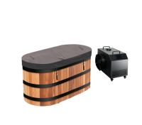 Baignoire à glace en bois de cèdre rouge pour l'extérieur, nouvelle conception, avec revêtement en acier inoxydable et refroidisseur