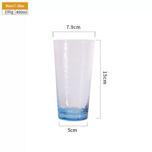 Martillo azul Rosa redondo sublimación frío personalizado al por mayor personalizado único agua jugo café taza de vidrio - Product Image 4