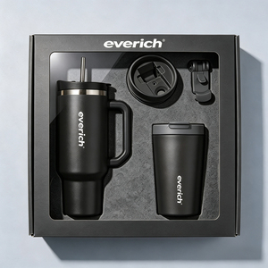 Set Regalo Everich: Tazza da Caffè da 14oz, Tumbler da Viaggio da 40oz in Acciaio Inox con Isolamento Sottovuoto, Manico <span class=keywords><strong>e</strong></span> Coperchio con Cannuccia, Antigoccia - Product Image 1