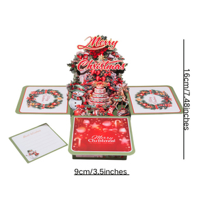 Unique Laser Cut Personalized Printing Family Holiday Gift 3D Pop up Christmas Tree Snowman Cake Festive Xmas Greeting Card - Product Image 5