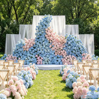 L-014 Grosir Bunga Hydrangea Buatan Tangan untuk Dekorasi Pernikahan dan Rumah, Warna Biru Debu Putih, Bunga Sutra Palsu Bersertifikat CE