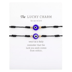 Pulseras de macramé con <span class=keywords><strong>7</strong></span> <span class=keywords><strong>nudos</strong></span> de ojos malvados para parejas, color rojo y negro, de la suerte, ajustables, de larga distancia, para amantes de la amistad, a juego - Product Image 1
