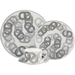 Juego de Vajilla de Cerámica de Lujo Anular Gris de 4 Piezas, Vajilla de Porcelana para Decoración del Hogar, en Oferta - Product Image 5