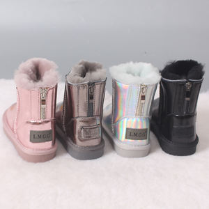 Bottes de neige unisexes pour bébé en <span class=keywords><strong>cuir</strong></span> véritable respirant et imperméable, avec fermeture éclair arrière, design antidérapant épaissi, pour l'hiver - Product Image 2