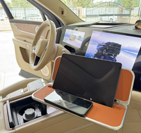 Plateau de Volant Pliant en Cuir Premium avec Support Multi-Angles pour Voiture, Table d'Écriture pour Ordinateur Portable, Accessoires Modernes et Minimalistes